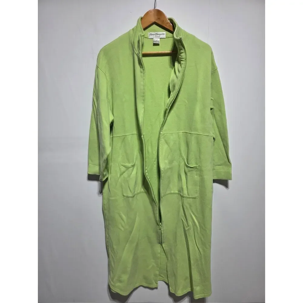 Norm Thompson Woman's Vintage Green Housecoat Robe Size 1X - Picture 5 of 7